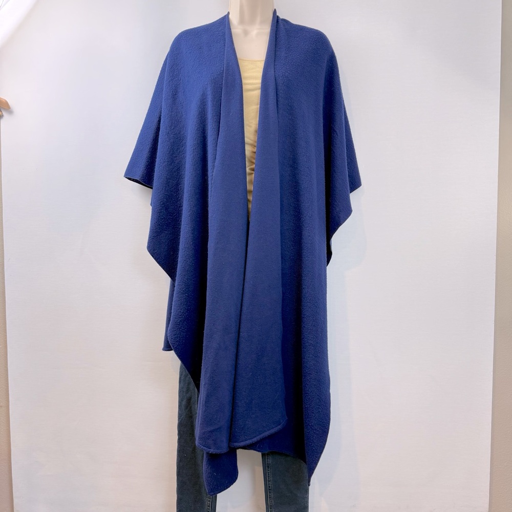 Berry Blue Fleece Open Front Poncho